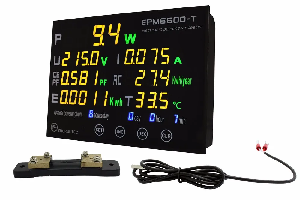

AC EPM6600-T /30A shunt / 9kw Multi-function power meter monitor/thermometer measure V I P PF CE KWH E and temperature