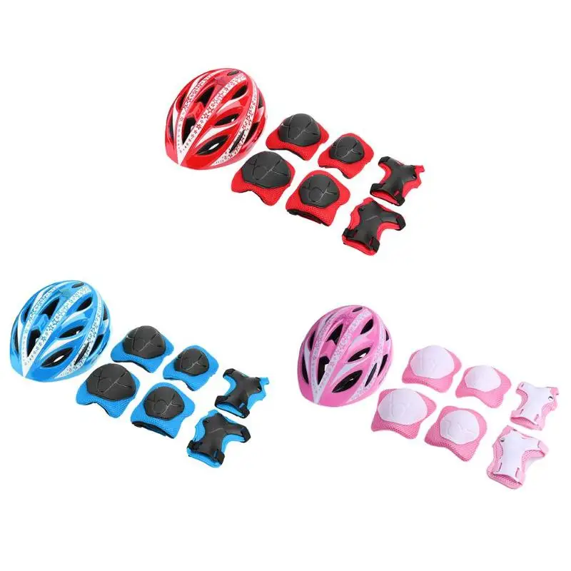 

7pcs/set Kids Children Cycling Skating Skateboard Helmet+Knee Elbow Wrist Pads Protection Safety Guard Cycling Equipment