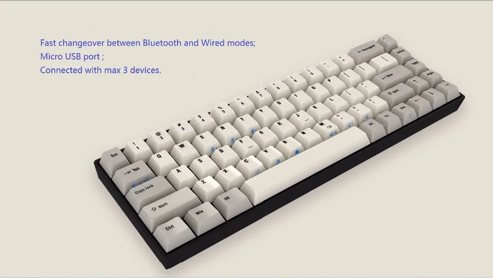 Tada 68 Bluetooth мини механическая клавиатура вишневые переключатели Белый светодиодный беспроводной клавиатура tada68 pro программируемый