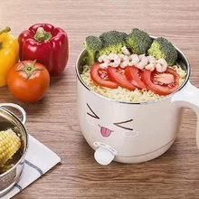 Многофункциональная электрическая сковорода из нержавеющей стали, горячий горшок, лапша, рисоварка на пару, яйцо, суп, мини-нагреватель, кастрюля, 1.5л