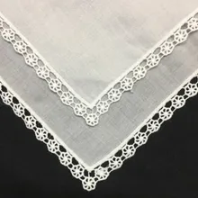 Набор из 12 модных дамские платки из белого хлопка, Свадебный носовой платок, винтажный вышитый кружевной носовой платок, 12x12 дюймов