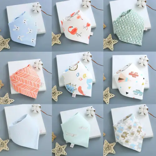 

Unisex Kids Baby Feeding Head Scarf Towel Bib Bandana Saliva Triangle Dribble