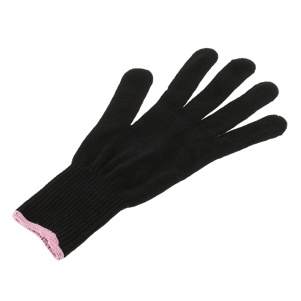 Professional Heat Resistant Glove for Hair Styling Heat Blocking Curling Flat Iron Wand Cotton Black FOR BOTH RIGHT LEFT HAND