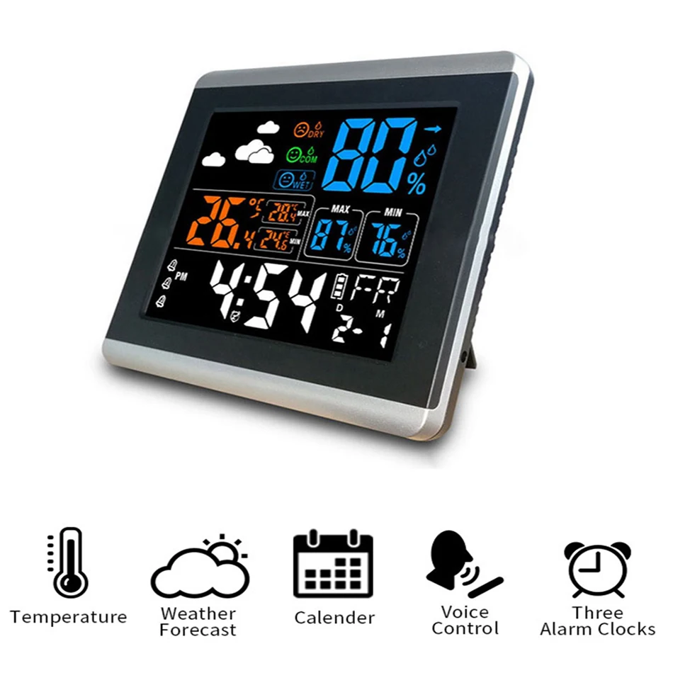 

Bakeey DC-005 Smart Home Digital Wireless Colorful Screen Clock Weather Station Thermometer Hygrometer Calendar Vioce-Activated