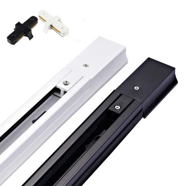 

2pcs/lots 0.5m black white 2 wire track rail straight for 2 wire track light LED spotlight rails +Free cross connector