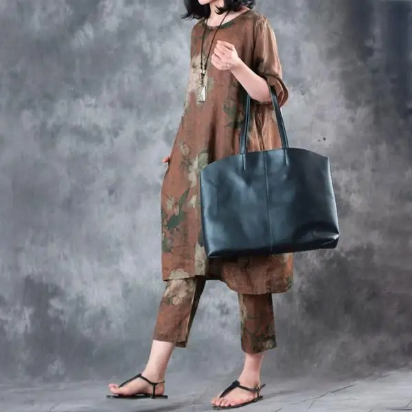 BUYKUD Summer Pants Women Print Pantalon Femme Linen Casual Loose Pants Women Ladies Trousers  (6)