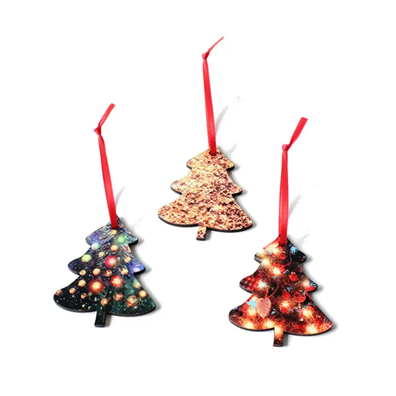 Сублимированный МДФ Рождественская елка Шарм Снег Санта Рождественская елка горячая передача 10 стилей на заказ diy пустые рождественские подарки 25 шт./лот