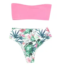 Бикини купальный костюм для женщин летний сексуальный топ-труба бандажный комплект бикини с принтом листьев Бразильский бикини пляжная одежда купальник