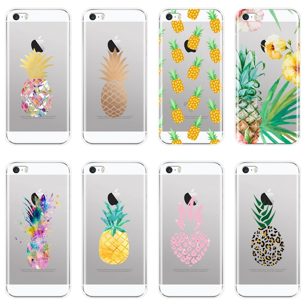 Задняя крышка для iPhone 5C 5S SE 5 S милый мягкий силиконовый чехол с рисунком ананаса