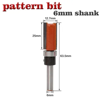 

1pc Template Router - Flush Trim bit - with 6" Shank Woodworking cutter Tenon Cutter for Woodworking Tools
