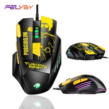 FELYBY Wired RGB Gaming Mouse 8 Programmable Buttons 6800 DPI Adjustable Optical Gaming Mouse Ergonomic Mouse With Fire Button