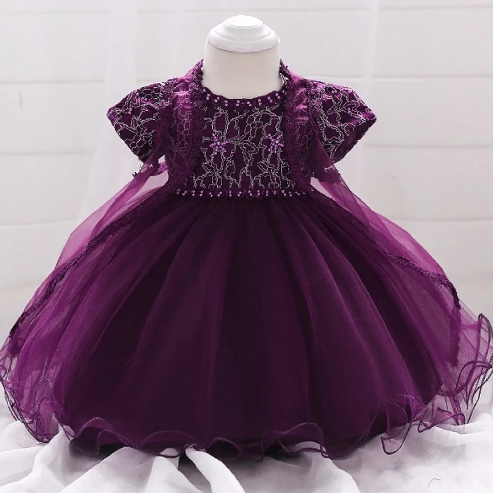 

New Baby Princess Dress Newborn Girls Dress Shawl Two-piece Set Birthday and Wedding 1 Year Girl Baby Birthday Christening Dress