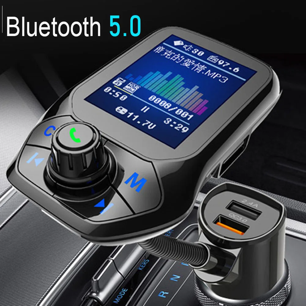 JINSERTA 2023 차량용 MP3 음악 플레이어, 블루투스 5.0 수신기, FM 송신기, 듀얼 USB, QC3.0 충전기, U 디스크, TF 카드, 무손실 음악