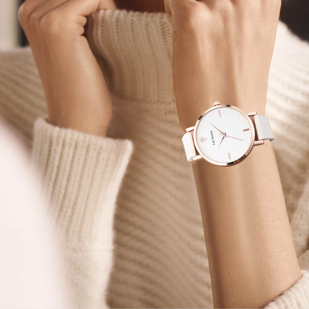 Роскошные часы женские чрезвычайно Простые Модные Звездные четыре шкала циферблат ремень кварцевые женские часы bayan kol saati женские часы#10
