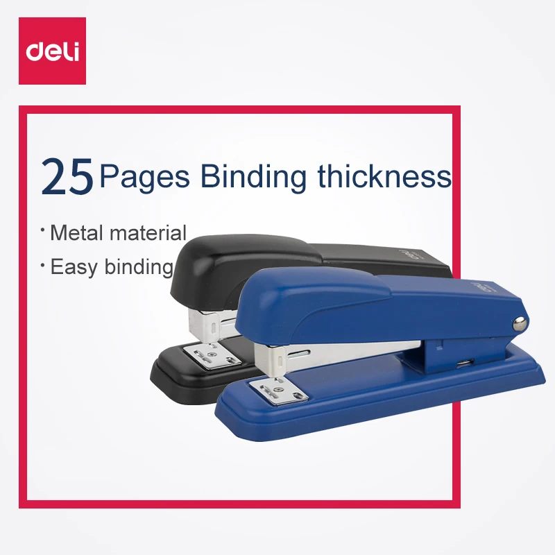 

Deli 3 Colors Metal Manual Medium Stapler can bind 25 pages match 24/6 26/6 Staples Office Binding Supplies High Quality No.0309
