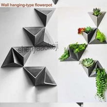 Треугольный кулон/настенный подвесной цветочный горшок, креативный цементный цветочный горшок, настенное украшение, цветочный завод, домашний ресторанный настенный кулон