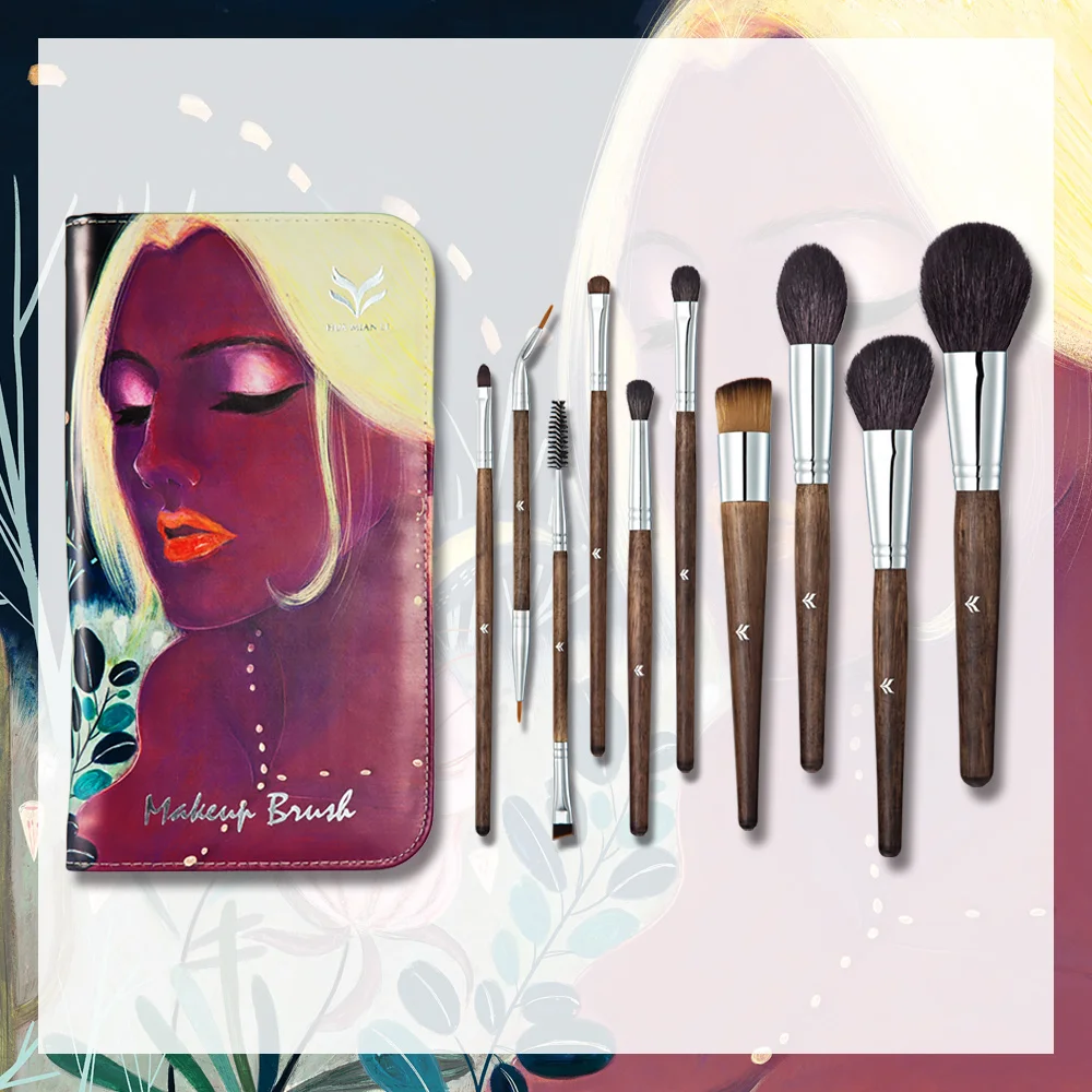 

HUAMIANLI 10Pcs Mini Face Makeup Brushes Set Eyebrow Eyeshadow Eyeliner Foundation Blush