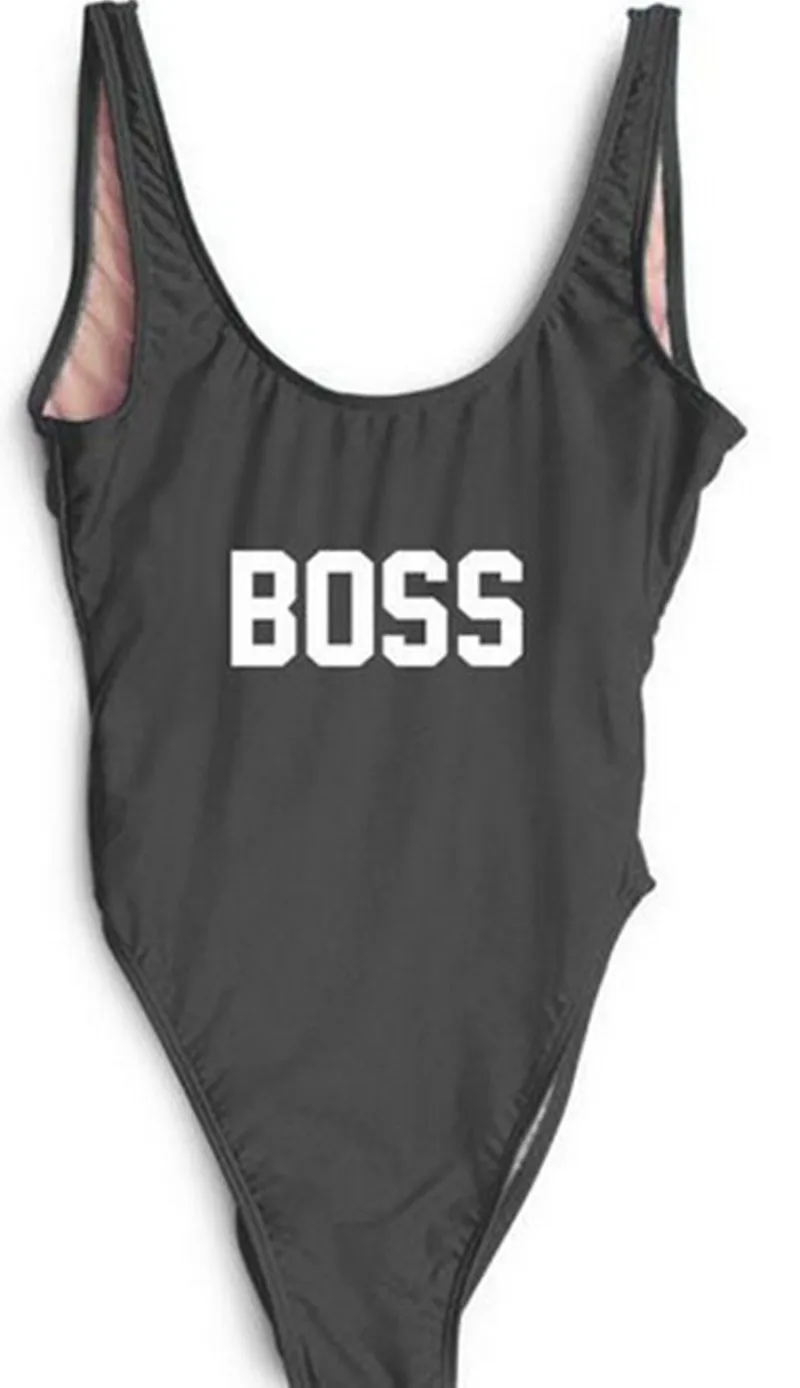BOSS Funny One Piece Swimsuit 2017 Sexy Backless Swimwear Women