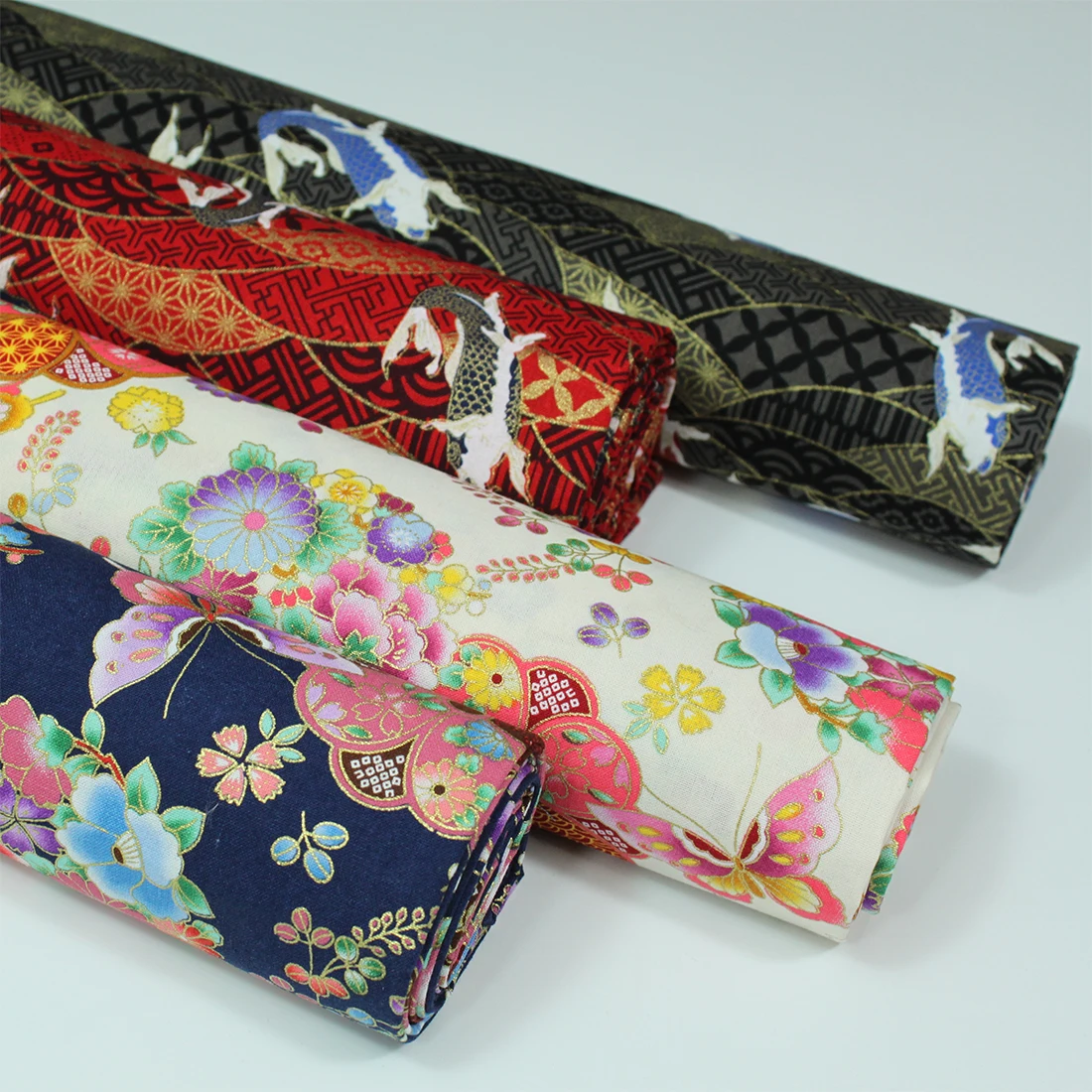 Хлопок Атлас дрель бронзовая японский стиль Карп Сакура бабочка ткани для DIY скатерть одежда ремесла швы ручной работы