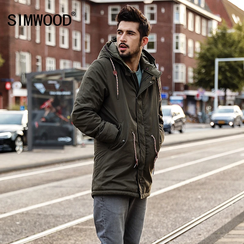 Simwood 2018 Новый Для мужчин пальто длинный плащ брендовая одежда модные куртки