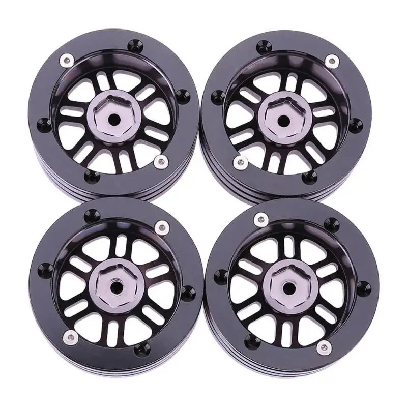 

4Pcs Scal 1/10 RC Crawler Metal Alloy 1.9 Inch Wheel Rim BEADLOCK for 1/10 Axial SCX10 TAMIYA CC01 RC4WD D90 D110 Traxxas TRX-4