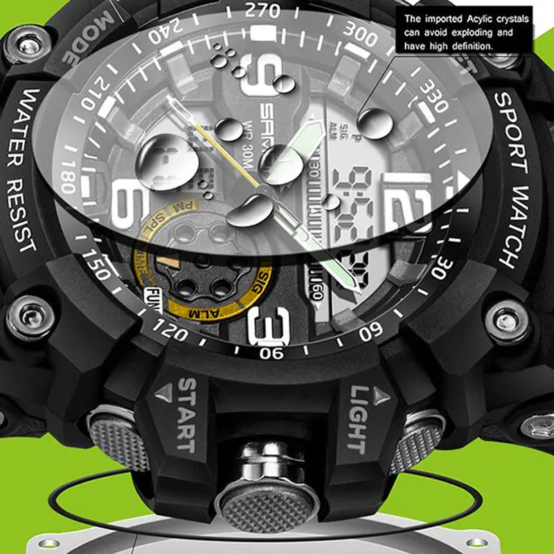 SANDA Digital Watch Men Military Army Sport Watch Water Resistant Date Calendar LED ElectronicsWatches relogio masculino