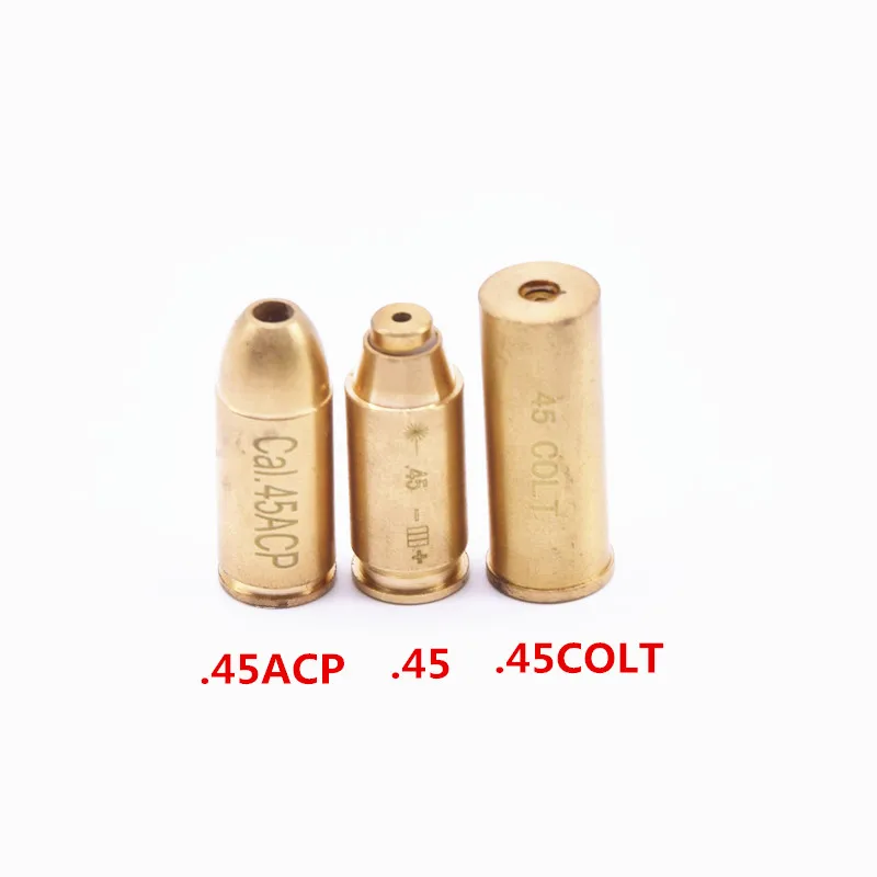 Охота отверстия Sighter Cal.45.45ACP. 45 Кольт Картридж красный лазерный Коллиматор для выверки линии прицеливания латунь лазерная