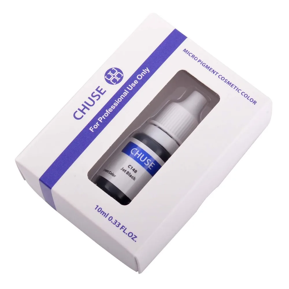 CHUSE Permanent Makeup Ink Eyeliner Tattoo Ink Set Eyebrow Microblading Pigment Professional Encre A Levre 10ML Jet Black C148