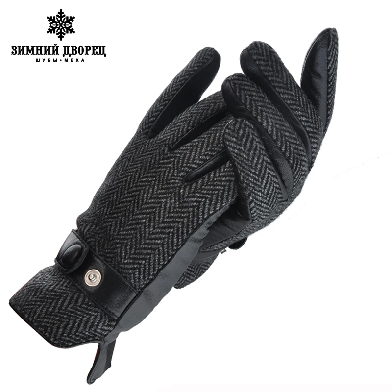 

Brand Men Winter gloves Real Lamb Cashmere Leather GIoves Fashion male gIoves with Warm Cashmere Lining GIoves