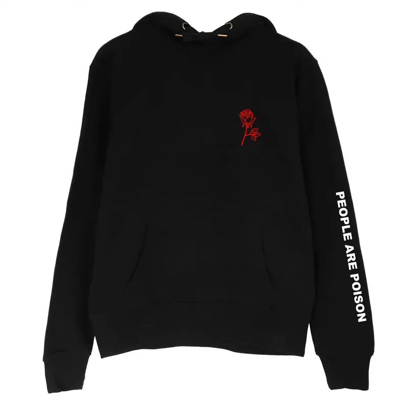 ZOGAA Harajuku Letters Printed Autumn Hooded Long-sleeved Rose Embroidered Fleece Hoody Pullover Loose Casual Sweatshirt Hoodies