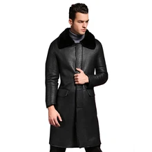 Акция, мужская куртка из натурального овечьего меха с отложным воротником, Качественная мужская зимняя куртка из овечьего шералинга, черная Теплая мужская кожаная верхняя одежда