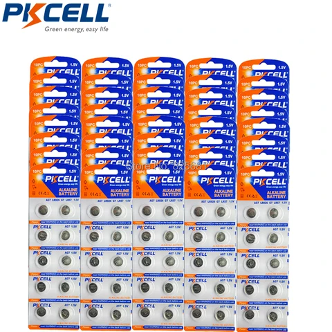 Mah para Relógios Pkcell Cartão Lr57 Lr195 Lr927 Ag7 42 Alcalina Botão Coin Baterias 1.5 v Brinquedos Calculadora 500 Pcs 50