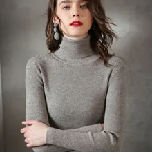 En venta INS 2020 primavera mujeres cuello alto de punto suéter Camisas Casual suave Jumper moda Slim Femme elástico Pullover