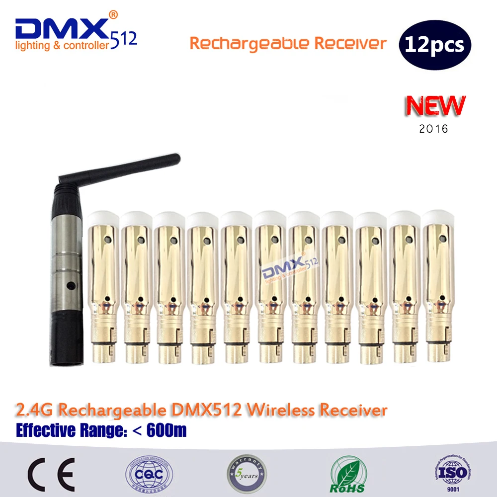 Costruito In Batteria Ricaricabile 2.4 Ghz Ricevitore Wireless Dmx512 Per La Fase Di Illuminazione Dhl Libera Il Trasporto