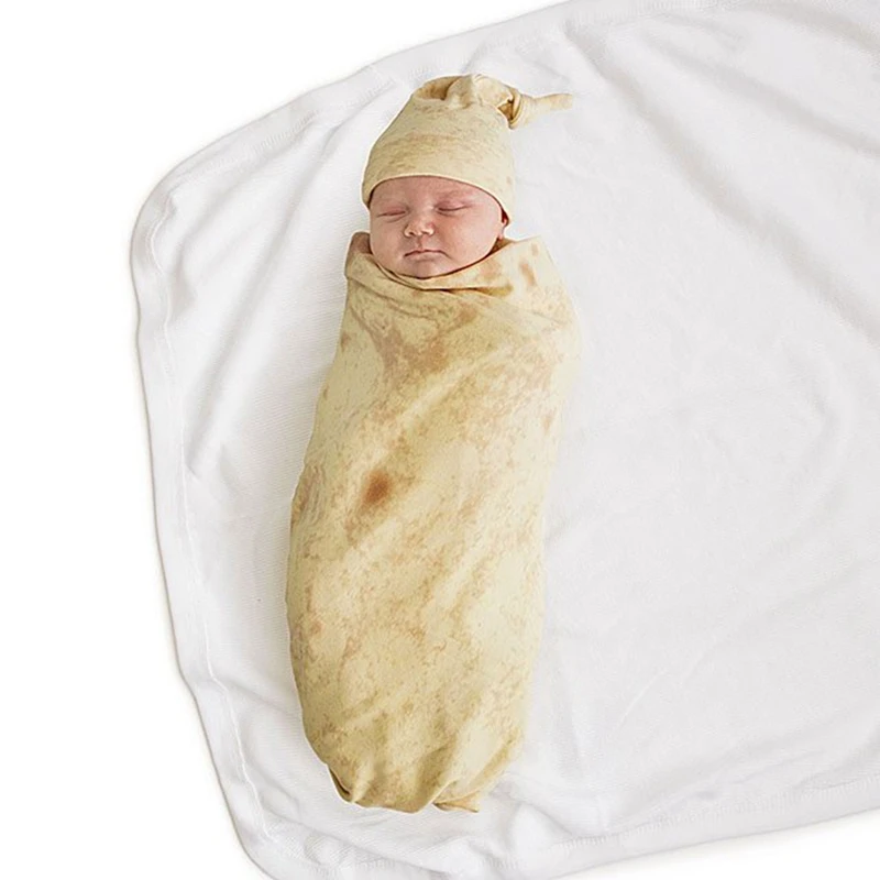 Burrito Blanket Child Flour Tortilla Swaddle Blanket Sleeping Swaddle Wrap Hat Set Creative Home Accessories Sleeping Swaddle