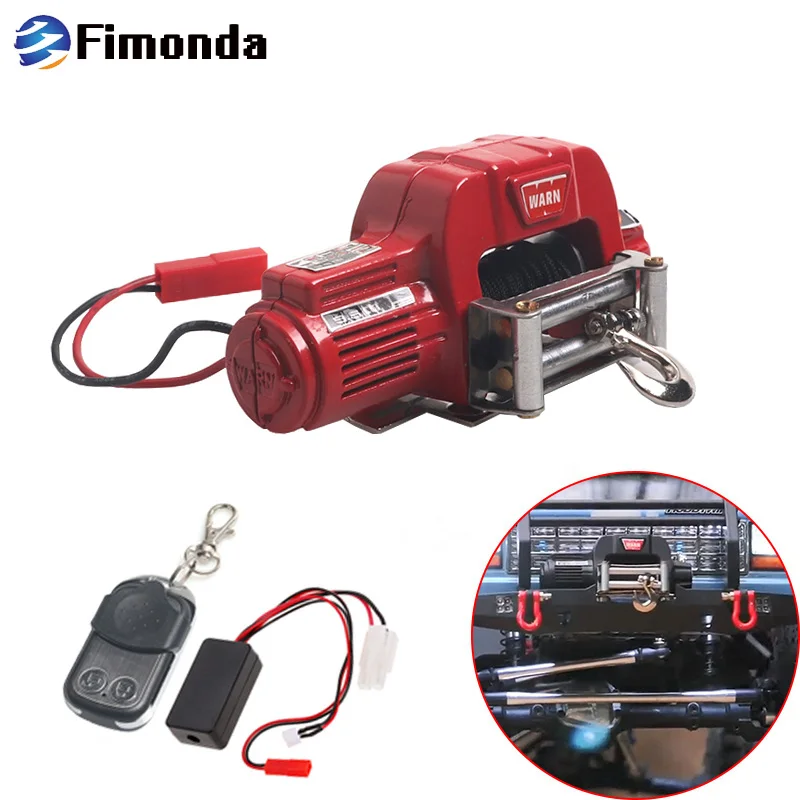 

Automatic Winch Red and Wireless Remote Controller Receiver for 1/10 RC Crawler Car Axial SCX10 Traxxas TRX4 D90 KM2 TF2 Tamiya