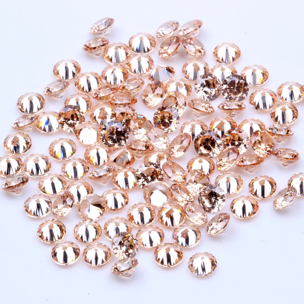 

1000pcs AAAAA+ 0.8-4mm CZ Stone Round Cut Beads Champagne Color Cubic Zirconia Synthetic Gems For Jewelry
