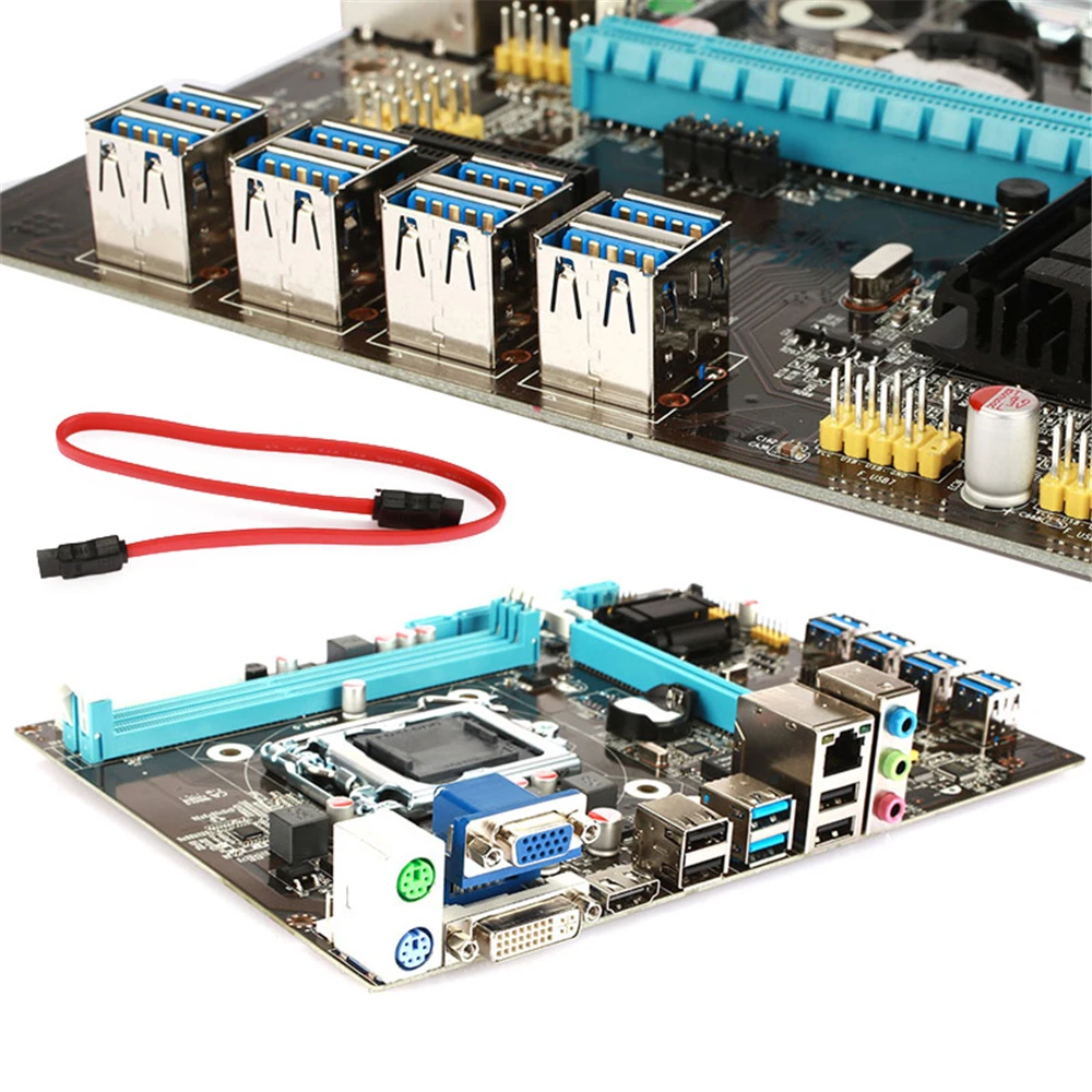 

Gasky High Speed 24pin Miner Motherboard Rig Ethereum Extender Riser Board PCI-E Extensor 8 GPU DDR3 LGA1150 for B85 BTC Mining
