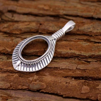 

925 Sterling Silver Semi Mount Pendant 15x21mm Oval Cabochon Fine Jewelry Setting for Gemstone