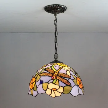 

12 Inch Dragonfly Tiffany Pendant Light Stained Glass Lamp For Bedroom E27 110-240v Hanging Lamp kitchen dining bar