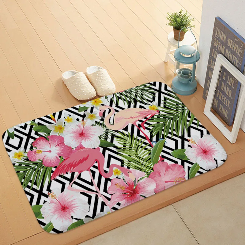 Красивый тропический стиль ковер Фламинго пальмовый лист цветок гостиная украшение двери коврик Корона Письмо нескользящий коврик для ванной комнаты - Цвет: 3