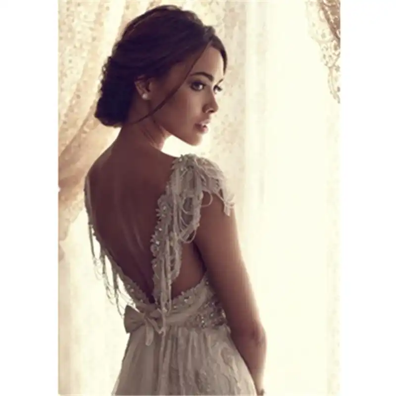 Sexy Wedding Dress Boho Long Backless White Beach Wedding Dress