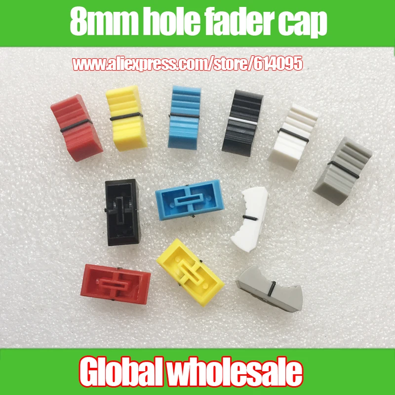 

12pcs Mixer Dimming table Straight Slip Potentiometer Fader Knob Cap / Push Button Cap 8mm Hole / Fader Cap Blue 8mm