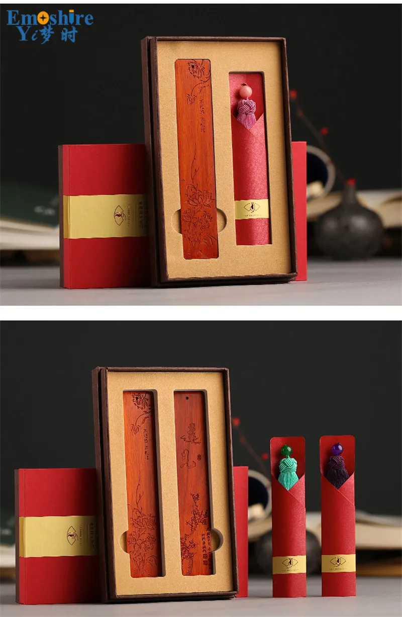 Clássica do Estilo Personalizado para o Casamento Artigos de Papelaria para o Homem Woody Presente Criativo Arte Chinês Borla Vermelha Lettering Logotipo M073 8 Cheap gift creative