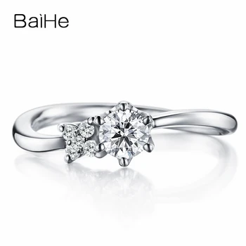 

BAIHE Solid 10K White Gold(AU417) Certified 0.25ct Round Trendy 100% Moissanite Engagement Women Fine Jewelry Gift Fashion Ring