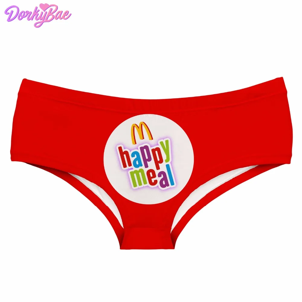DorkyBae happy meal letter red funny print sexy hot panties kawaii