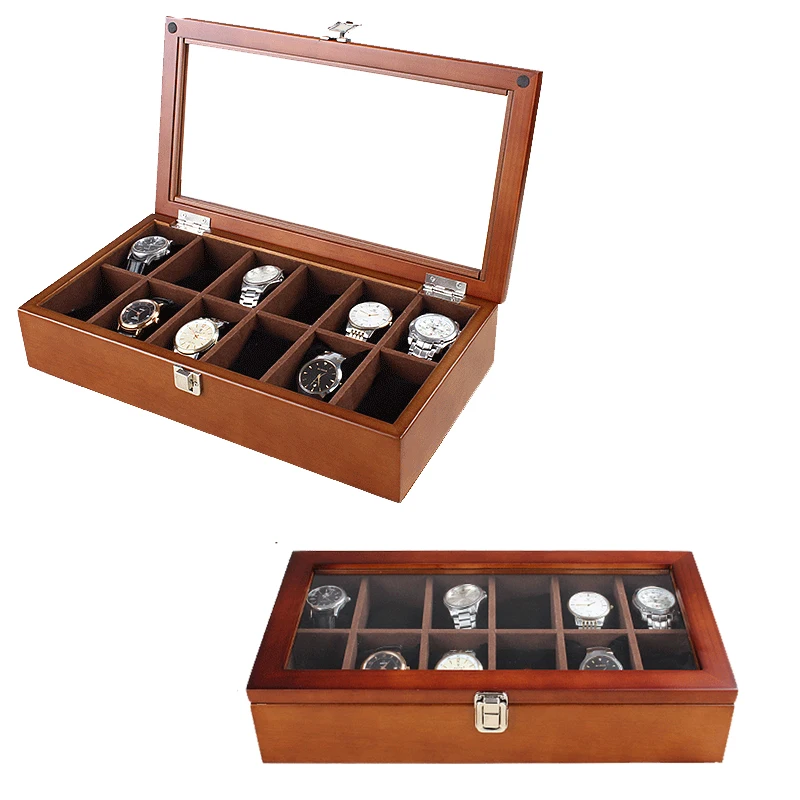 

2019 Luxury 12 Grids Handmade Wood Watch Box Wood Clock Box Watch Case Time Box for Watch Holding