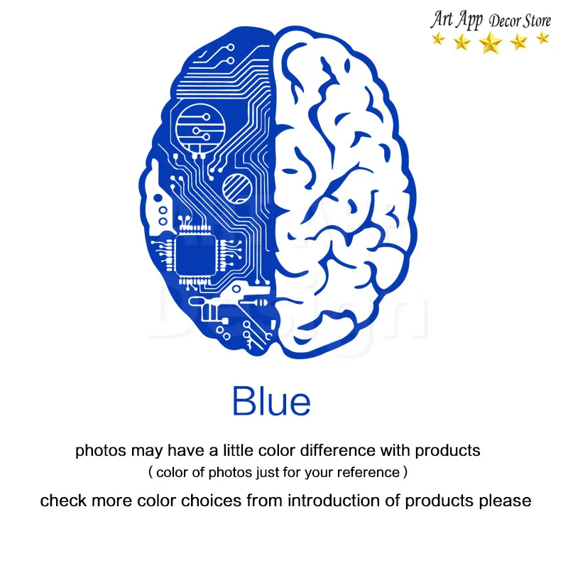 Хорошее качество арт-дизайн цепи мозг дешевые украшения дома ПВХ стикер съемный виниловые дом Декор электронный комнатный наклейки - Цвет: Blue