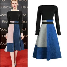 Женский весенний комплект одежды из двух частей, черная блузка с вырезом лодочкой и до колен, комбинированные Лоскутные OL юбки, костюм, наборы NS134