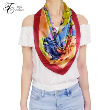 

76*76cm 100% Silk Women's Scarf Graphic Print Lady's Shawl Luxurious Style For Female Silk Neckerchief Decorations High Quality